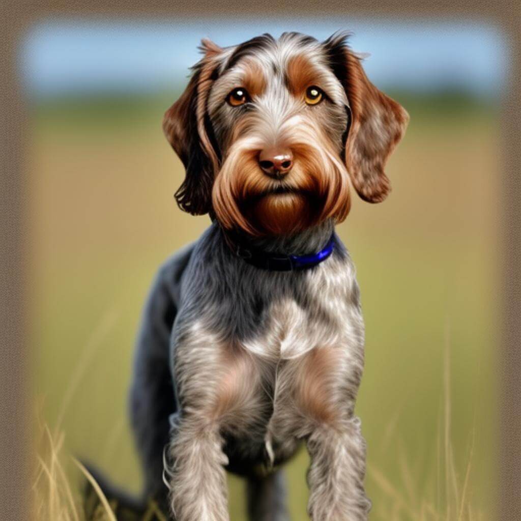 german wirehaired pointer dog standing in bushes