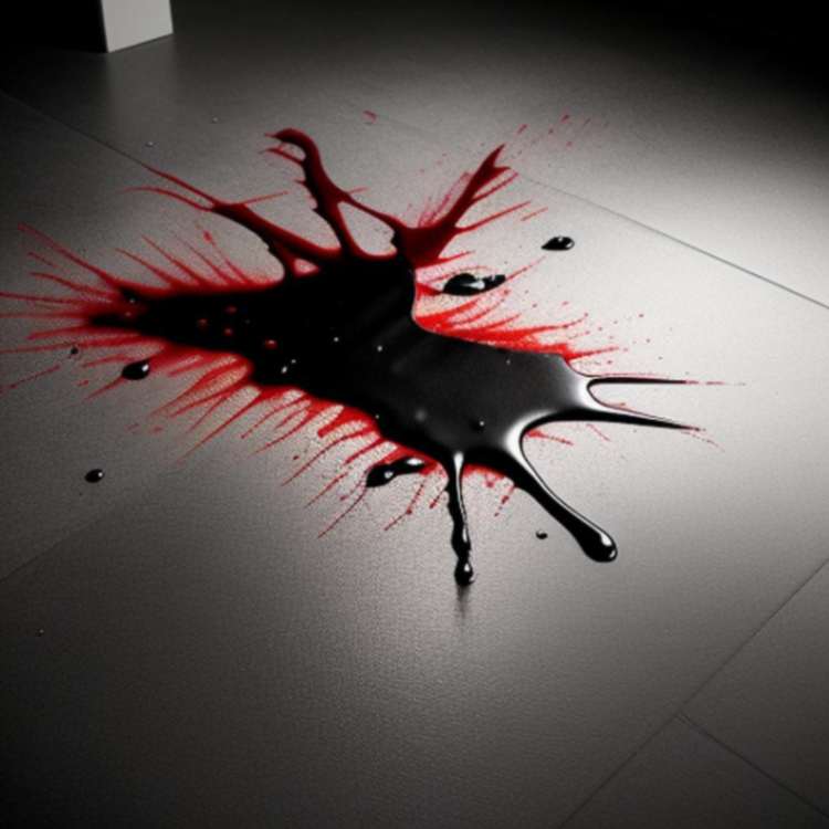 Pure red blood on floor