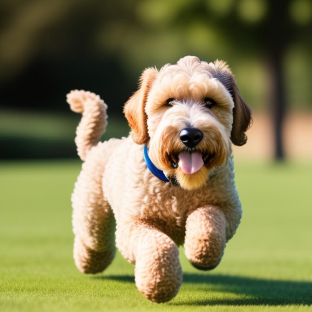 wheaten terrier dog running on grass