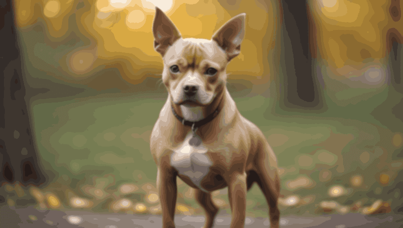 pitbull chihuahua mix dog standing outdoor 