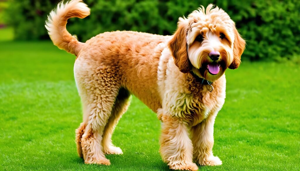 cream and brown Australian labradoodle